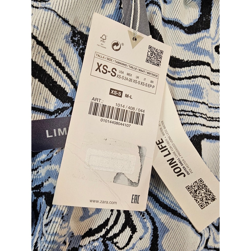 Zara Limitless Contour Blue Marble Swirl Ribbed Knit Midi Dress XS-S - Picture 10 of 13